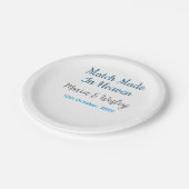 Match made in heaven blue black couple name date papieren bordje (Gekanteld)