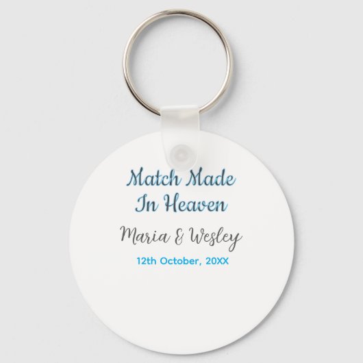 Match made in heaven blue black couple name date sleutelhanger (Voorkant)
