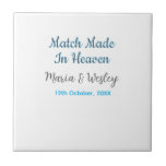 Match made in heaven blue black couple name date tegeltje<br><div class="desc">girly design</div>