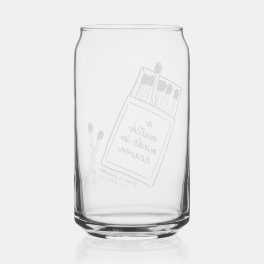 Match Made in Heaven Bruiloft Bruidsfeestgunst Blikvorm Glas (Achterkant)