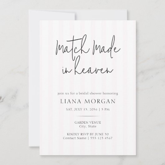 Match Made in Heaven Elegant Script Bridal Shower Kaart (Voorkant)