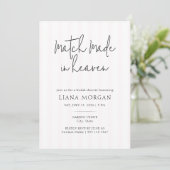 Match Made in Heaven Elegant Script Bridal Shower Kaart (Staand voorkant)