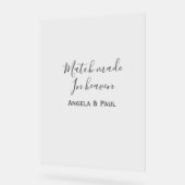 Match made in heaven name couple wedding simple  acryl bord (Hoek)