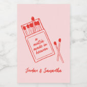 Match Made in Heaven Roze & Rode Retro Mini Wijn Etiket (Enkel label)