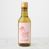Match Made in Heaven Roze & Rode Retro Mini Wijn Etiket (Voorkant)