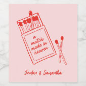 Match Made in Heaven Roze & Rode Wijnlabel Set Wijn Etiket (Enkel label)