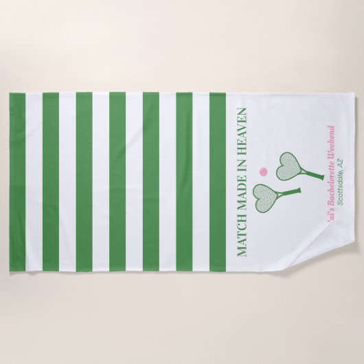 Match Made in Heaven Tennis Bachelorette Favors Strandlaken (Voorkant)