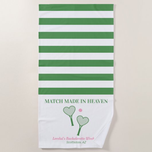 Match Made in Heaven Tennis Bachelorette Favors Strandlaken (Voorkant)