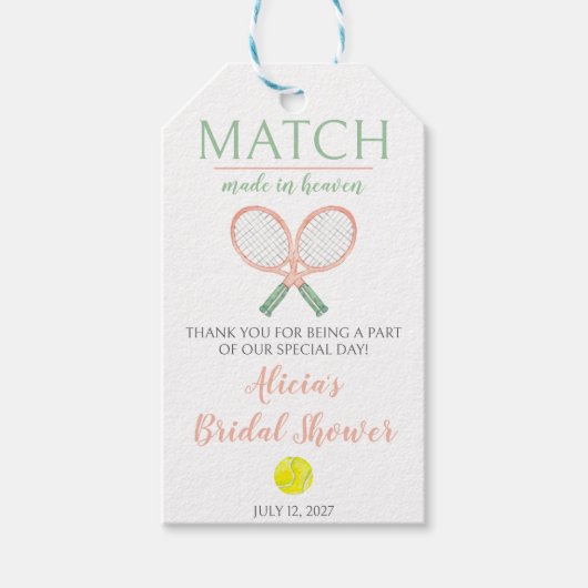 Match Made in Heaven, Tennis Bruiloftsfeestje Cadeaulabel (Voorkant)