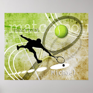 Match Point II-jongen die tennis speelt Poster