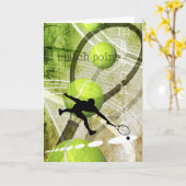 Match Point jongen speelt tennis blanco Kaart (Gele Bloem)