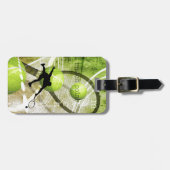 Match Point mannelijke tennisspeler silhouet Bagagelabel (Voorkant horizontaal)