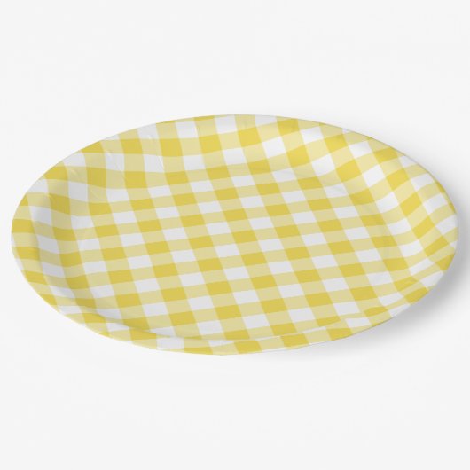 Match Uw Bruiloft Palet Country Gingham Papieren Bordje (Gekanteld)