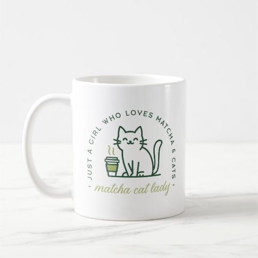 Matcha and cat lover funny just a girl kawaii koffiemok (Links)