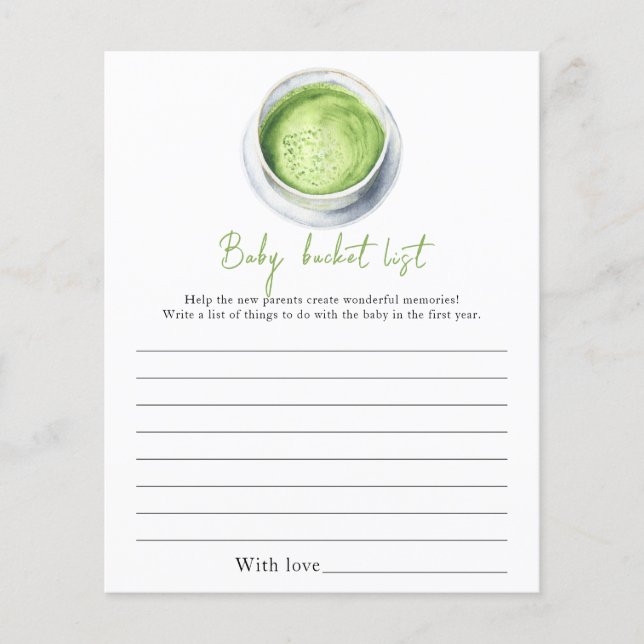 Matcha baby shower - Baby emmerlijst (Voorkant)