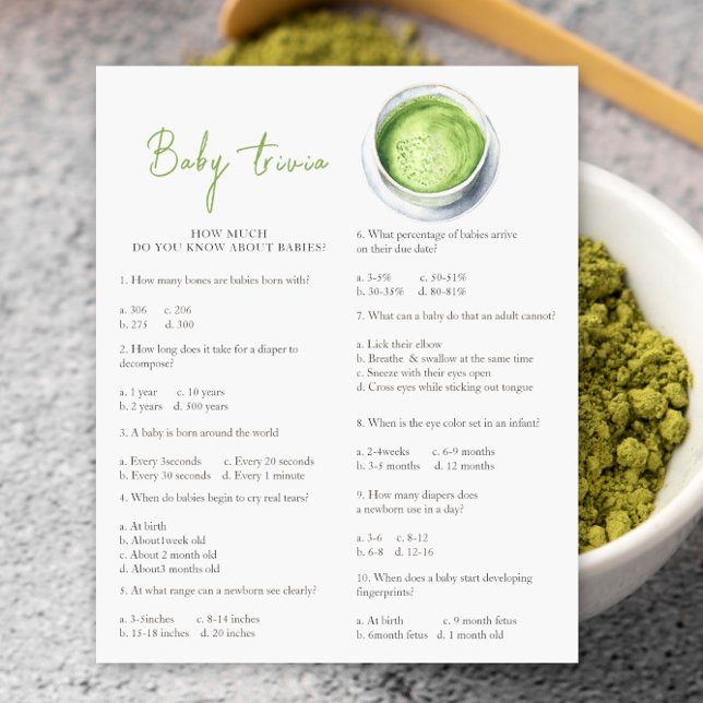 Matcha baby shower - Baby Trivia Spel (Creator heeft geüpload)