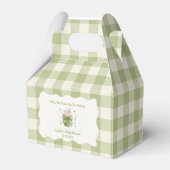 Matcha Baby shower Groene Strik Streepjesstof Bedankdoosjes (Voorkant Zijde)