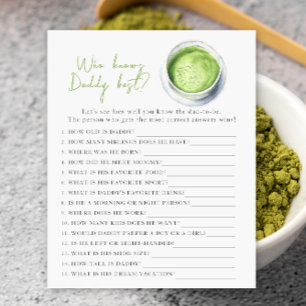 Matcha baby shower - Spel Wie kent papa het best