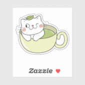Matcha boba groene thee, matcha kat sticker (Vel)