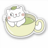 Matcha boba groene thee, matcha kat sticker (Voorkant)