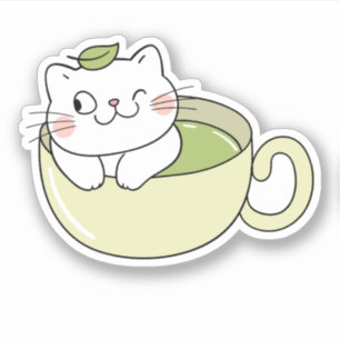 Matcha boba groene thee, matcha kat sticker