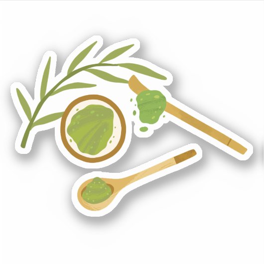Matcha boba groene thee, matcha poeder sticker (Voorkant)