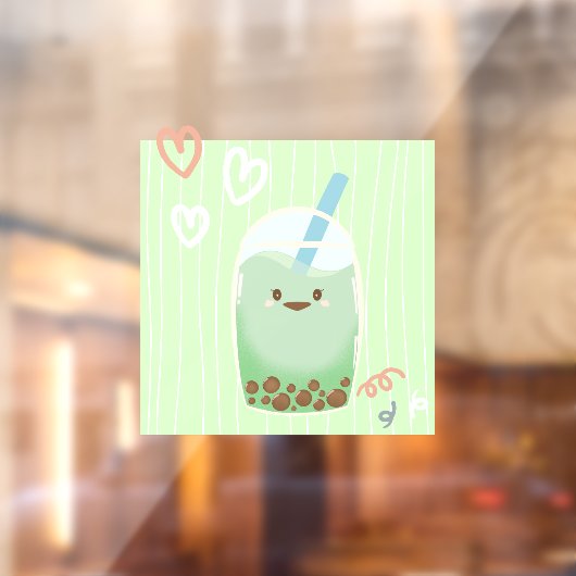 Matcha boba groene thee, matcha raamsticker (Vel 2)