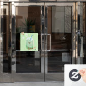 Matcha boba groene thee, matcha raamsticker (Kantoordeur)