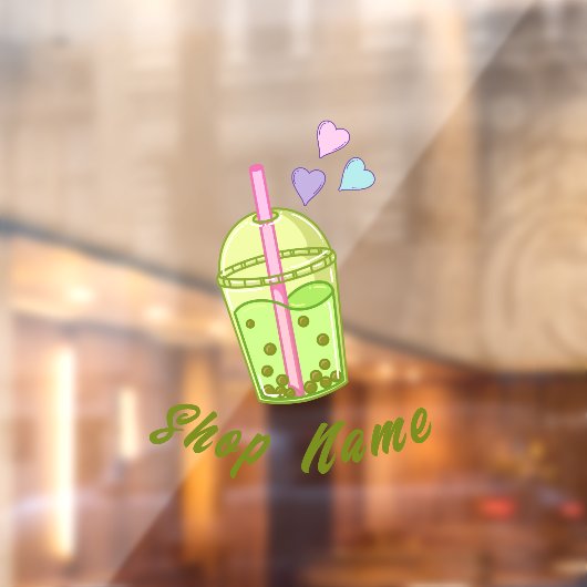 Matcha boba groene thee, matcha raamsticker (Vel 2)