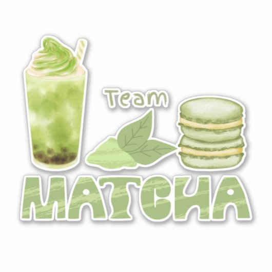 Matcha boba groene thee, matcha sticker (Voorkant)