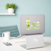 Matcha boba groene thee, matcha sticker (Laptop op bureau)
