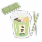 Matcha boba groene thee, matcha sticker (Voorkant)