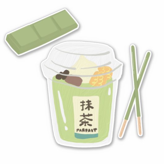 Matcha boba groene thee, matcha sticker (Voorkant)