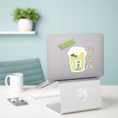 Matcha boba groene thee, matcha sticker (Laptop op bureau)