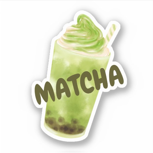 Matcha boba groene thee sticker (Voorkant)