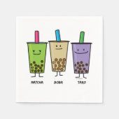 Matcha boba thee groene drank melk Taro tapioca Servet (Voorkant)