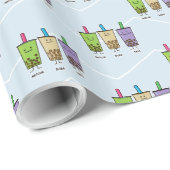 Matcha boba thee groene drink Taro tapioca Cadeaupapier (Rol Hoek)