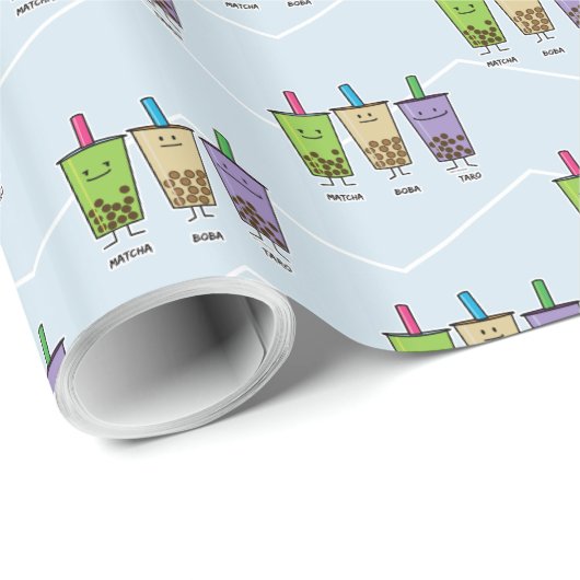 Matcha boba thee groene drink Taro tapioca Cadeaupapier (Rol Hoek)