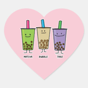 Matcha boba thee groene drink Taro tapioca Japa Hart Sticker