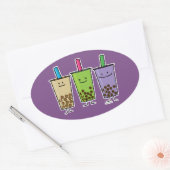Matcha boba thee groene drink Taro tapioca Japa Ovale Sticker (Envelop)