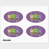 Matcha boba thee groene drink Taro tapioca Japa Ovale Sticker (Vel)