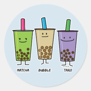 Matcha boba thee groene drink Taro tapioca Japa Ronde Sticker