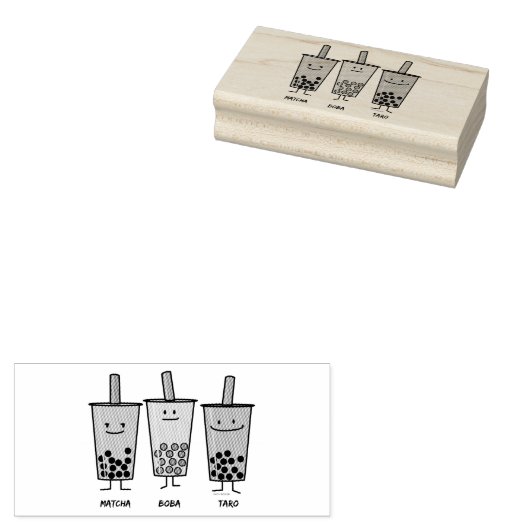 Matcha boba thee groene drink Taro tapioca Japa Rubberstempel (Gestempeld)