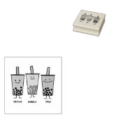 Matcha boba thee groene drink Taro tapioca Japa Rubberstempel (Gestempeld)