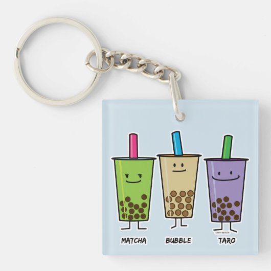 Matcha boba thee groene drink Taro tapioca Japa Sleutelhanger (Voorkant)