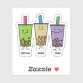 Matcha boba thee groene drink Taro tapioca Japa Sticker (Vel)