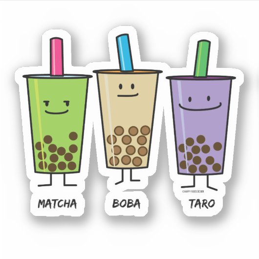 Matcha boba thee groene drink Taro tapioca Japa Sticker (Voorkant)