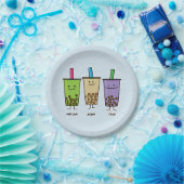 Matcha boba thee groene drink Taro tapioca Papieren Bordje (Feest)