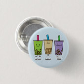 Matcha boba thee groene drink Taro tapioca Ronde Button 3,2 Cm (Voorkant /achterkant)
