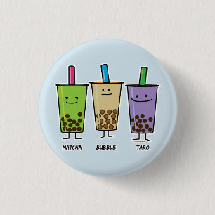 Matcha boba thee groene drink Taro tapioca Ronde Button 3,2 Cm